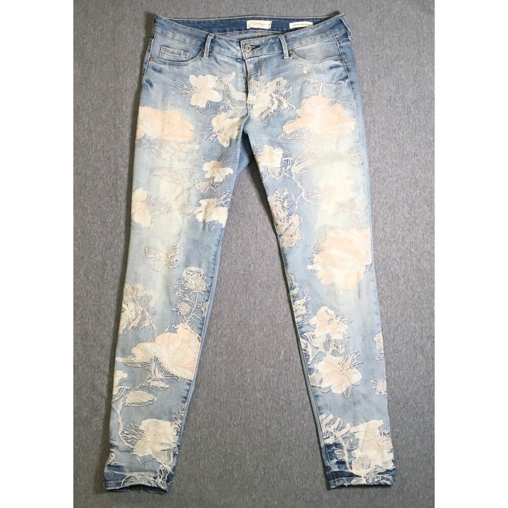 Jessica Simpson Kiss Me Super Skinny Jeans Full Embroidered Women’s Size 31